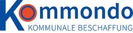 Logo: "Kommondo", Text darunter: "Kommunale Beschaffung", Blau und Rot.