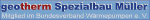 Logo: "geotherm Spezialbau Müller" mit Text "Mitglied im Bundesverband Wärmepumpen e. V.".