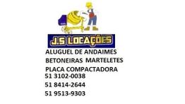 JS Locações: aluguéis de andaimes, betoneiras e mais. Contato: 51 3102-0038, 51 8414-2644, 51 9513-9303.