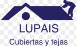 Logo de Lupais, cubiertas y tejas, con una figura trabajando en un techo.