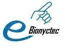 Logo mit blauem "e", Fingerzeig und Schriftzug "Bionyctec".