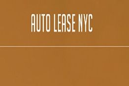 Text "AUTO LEASE NYC" on a brown background with a horizontal line below.