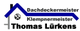 Logo von Thomas Lürkens: Dachdecker- und Klempnermeister, blaues Dach-Symbol.