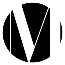Schwarz-weißes grafisches Logo mit einem stilisierten „M“ in einem Kreis.