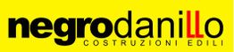 Logo "Negro Danillo Costruzioni Edili" su sfondo giallo. Scritta in nero e rosso.