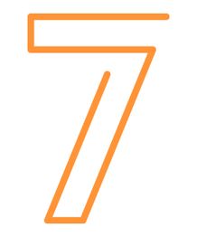 Zahl "7" in orange mit schlichtem, modernem Schriftstil.