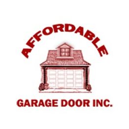 Logo of Affordable Garage Door Inc. with a house and garage illustration.