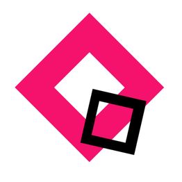 Rotes und schwarzes Quadrat ineinander verschachtelt auf weißem Hintergrund.