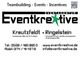 Visitenkarte der Eventagentur Eventkreative mit Kontaktinformationen und Website.