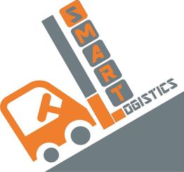 Logo di Smart Logistics, illustrazione stilizzata di un carrello elevatore arancione e grigio.