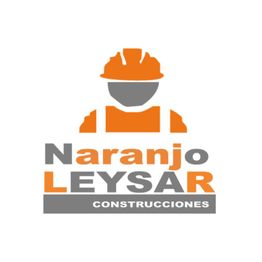 Logotipo de Naranjo Leysar Construcciones con silueta de trabajador con casco naranja.