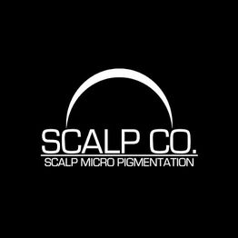 Black logo with "Scalp Co." and "Scalp Micro Pigmentation" under a curved line.