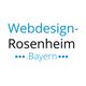 Text: "Webdesign-Rosenheim .Bayern" in Blau und Schwarz auf weißem Hintergrund.