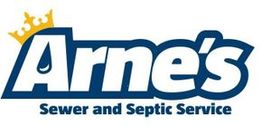 Logo of Arne's Sewer and Septic Service with a crown motif on the letter "A".