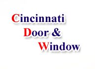 "Cincinnati Door & Window" text with red and blue lettering.