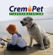 Ein Kind und ein Hund sitzen friedlich zusammen am Wasser. Oben steht "Crem Pet Tierkrematorium".