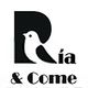 Imagen de logo con un pájaro, la letra "R" y el texto "Ría & Come".