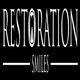"Restoration Smiles logo with stylized text on a black background."