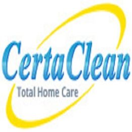 CertaClean logo with a yellow swoosh and "Total Home Care" tagline beneath.