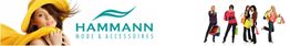 Frau mit gelbem Hut und fünf lächelnde Frauen mit Einkaufstüten. Text: HAMMANN Mode & Accessoires.
