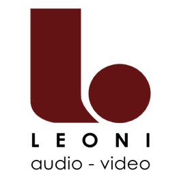Logo di Leoni Audio-Video con una lettera "b" stilizzata in marrone.