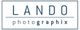 „LANDO photographix“ Logo, schlichtes Design mit blauer Schrift auf weißem Hintergrund.
