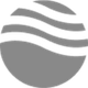 Logo grigio con onde curve su una sfera.
