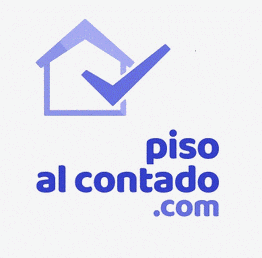 Logo de "piso al contado .com" con una casa y una marca de verificación en color azul.