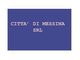 Testo bianco su sfondo blu: "CITTA' DI MESSINA SRL".