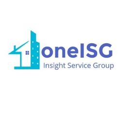 Blue building logo with text: "oneISG Insight Service Group" in blue font.