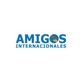 Logo with "Amigos Internacionales" and handshake within letter "O".
