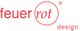 Logo mit rotem Schriftzug: "feuerrot design" in modernem Stil.