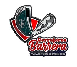Logo de Cerrajeros Barrera con una llave sobre un fondo rojo.