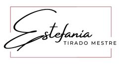 Texto cursivo: "Estefanía". Texto en mayúsculas: "TIRADO MESTRE". Marco rojo rectangular.