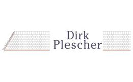 Text: "Dirk Plescher" zwischen zwei gepunkteten Trapezformen.