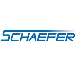 Logo mit dem blauen Schriftzug "SCHAEFER" in modernem Design auf weißem Hintergrund.