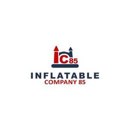 Logo of Inflatable Company 85 with a castle design in blue and red.