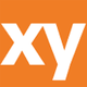 Weiße Buchstaben "XY" auf orangefarbenem Hintergrund.