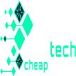 Green geometric shapes with "cheap tech" text on a white background.
