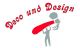 Silhouette einer Person mit Farbrolle, daneben der Text "Deco und Design" in roter Schrift.