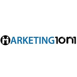 Marketing101 logo with blue and black text. Icon includes a stylized "M" on the left.