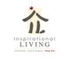 Logo mit stilisiertem Dach, Text: "Inspirational Living, Immobilien, Home Staging, Feng Shui".