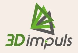 Logo mit grün-grauen Dreiecken und dem Schriftzug "3Dimpuls" in Grün und Grau.