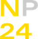 Gelbe Buchstaben "NP" oben, darunter gelbe Ziffern "24" auf schwarzem Hintergrund.