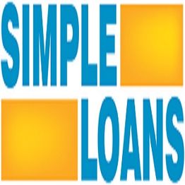"Simple Loans" text in blue on a white background with orange rectangles.