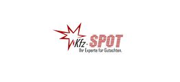 Logo mit rotem Stern, Text: "KFZ-SPOT, Ihr Experte für Gutachten."