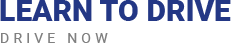 Text reading "LEARN TO DRIVE" in blue and "DRIVE NOW" in gray.