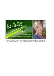 Ayurveda-Logo links, lächelnde Frau rechts; Infos zur Ayurveda Massage Praxis March unten.