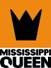 Krone über dem Text "Mississippi Queen" auf orangefarbenem Hintergrund.