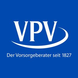 Blaues Logo mit den weißen Buchstaben "VPV" und dem Text "Der Vorsorgeberater seit 1827".